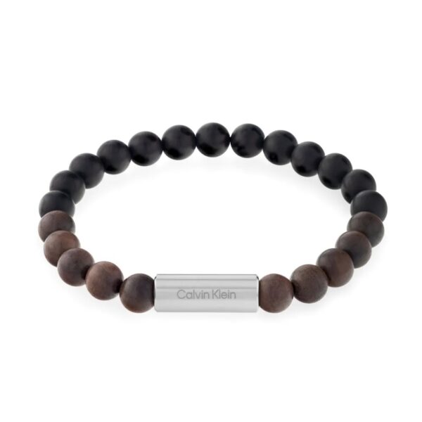 Bransoletka męska Calvin Klein CK Beaded 35000426 stal i drewno czarna