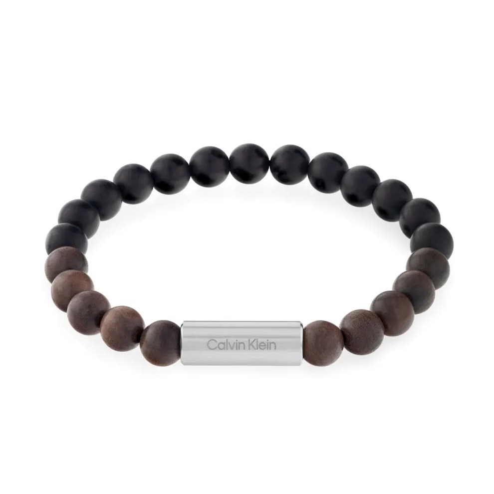 Bransoletka męska Calvin Klein CK Beaded 35000426 stal i drewno czarna