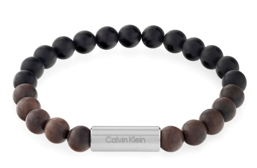 Bransoletka męska Calvin Klein CK Beaded 35000426 stal i drewno czarna