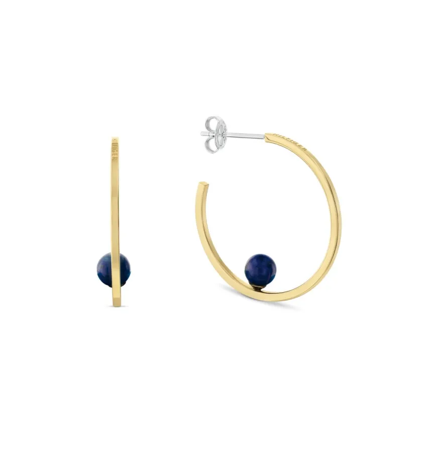 Kolczyki damskie Tommy Hilfiger 2780966 stal złota z kamieniem lapis lazuli