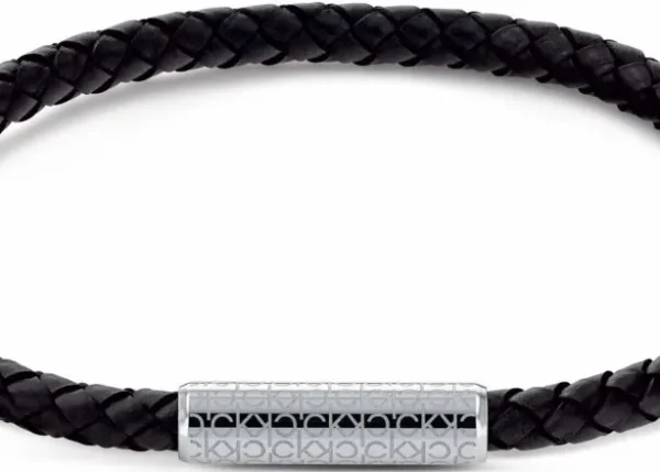 Bransoletka męska Calvin Klein Braided Bracelet 35000101 skóra pleciona czarna