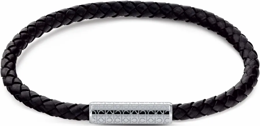 Bransoletka męska Calvin Klein Braided Bracelet 35000101 skóra pleciona czarna