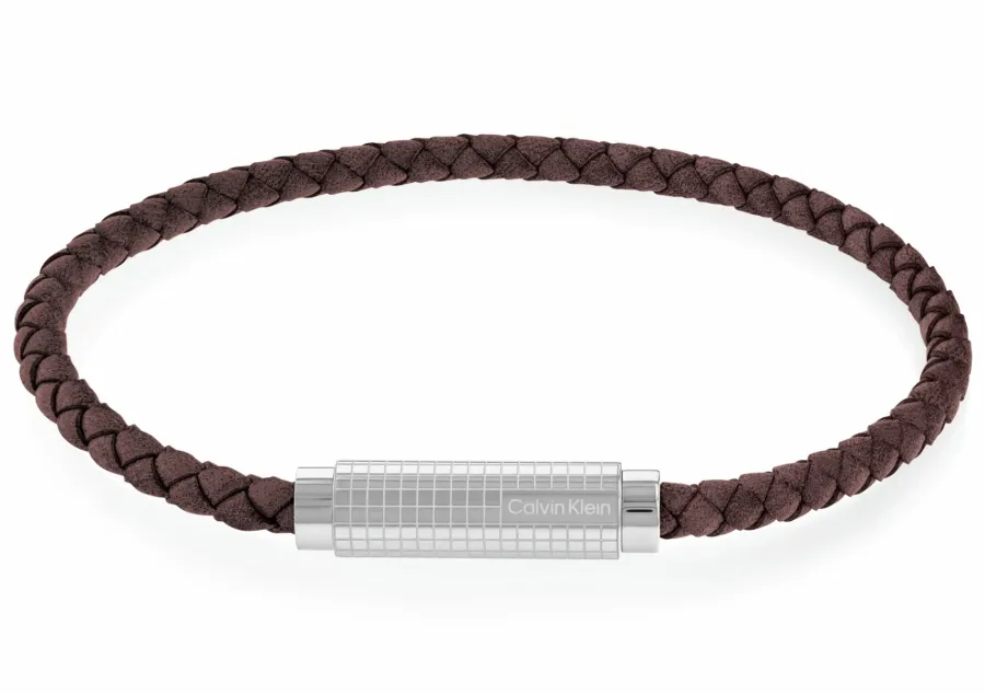 Bransoletka męska Calvin Klein Modern Grid 35000583 skóra brązowa