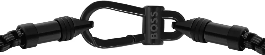 Bransoletka BOSS Liam 1580879 czarna – zapięcie z sygnaturą BOSS