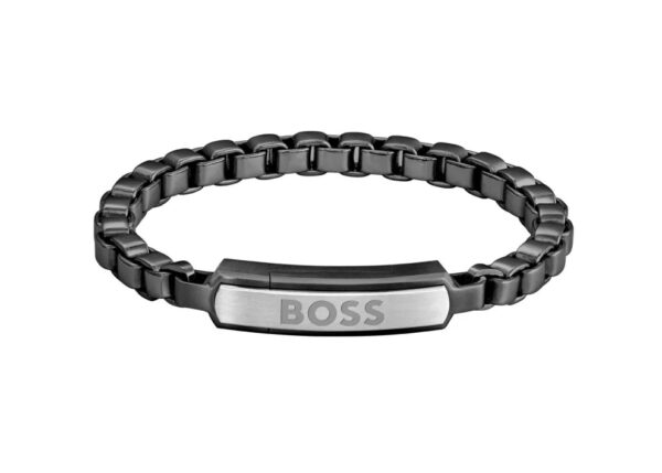 Bransoletka męska BOSS Devon 1580598M ze stali szlachetnej w czarnym wykończeniu