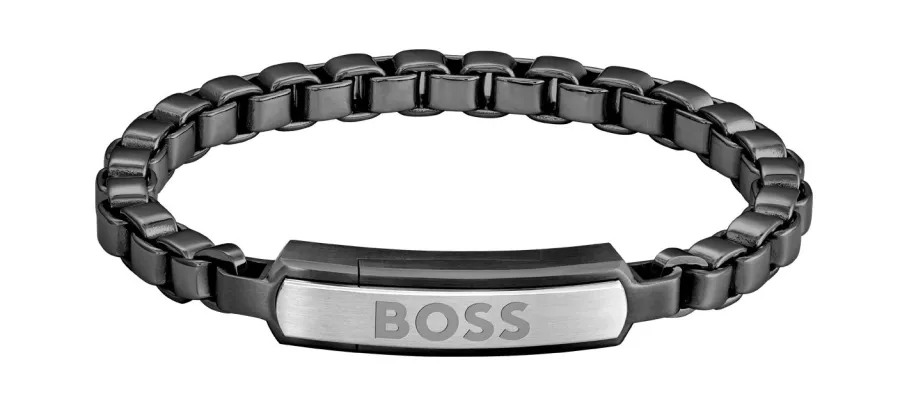 Bransoletka męska BOSS Devon 1580598M ze stali szlachetnej w czarnym wykończeniu