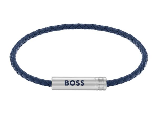 Bransoletka męska BOSS Ares Air 1580874 ze skóry naturalnej w kolorze granatowym