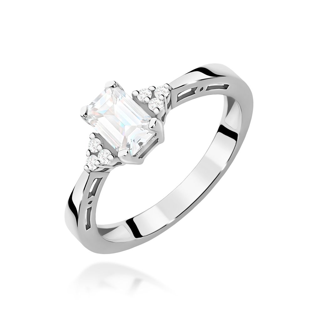 Pierścionek z diamentem laboratoryjnym 0,63 ct, białe złoto 585