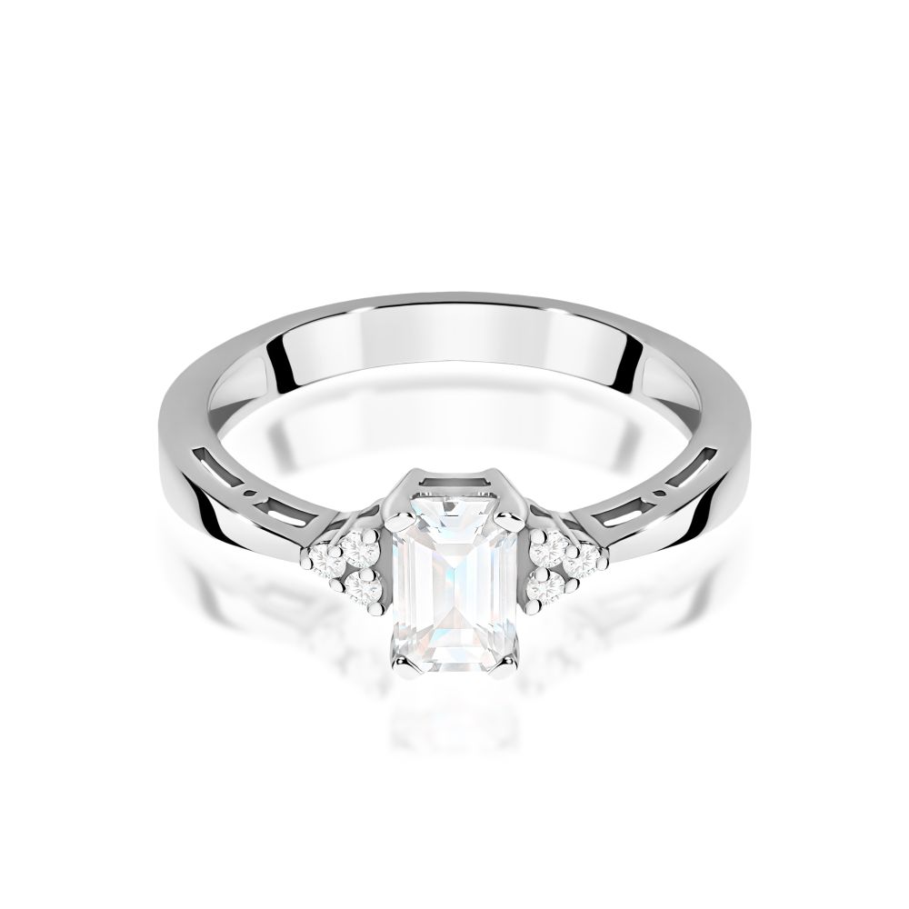 Pierścionek z diamentem laboratoryjnym 0,63 ct, białe złoto 585