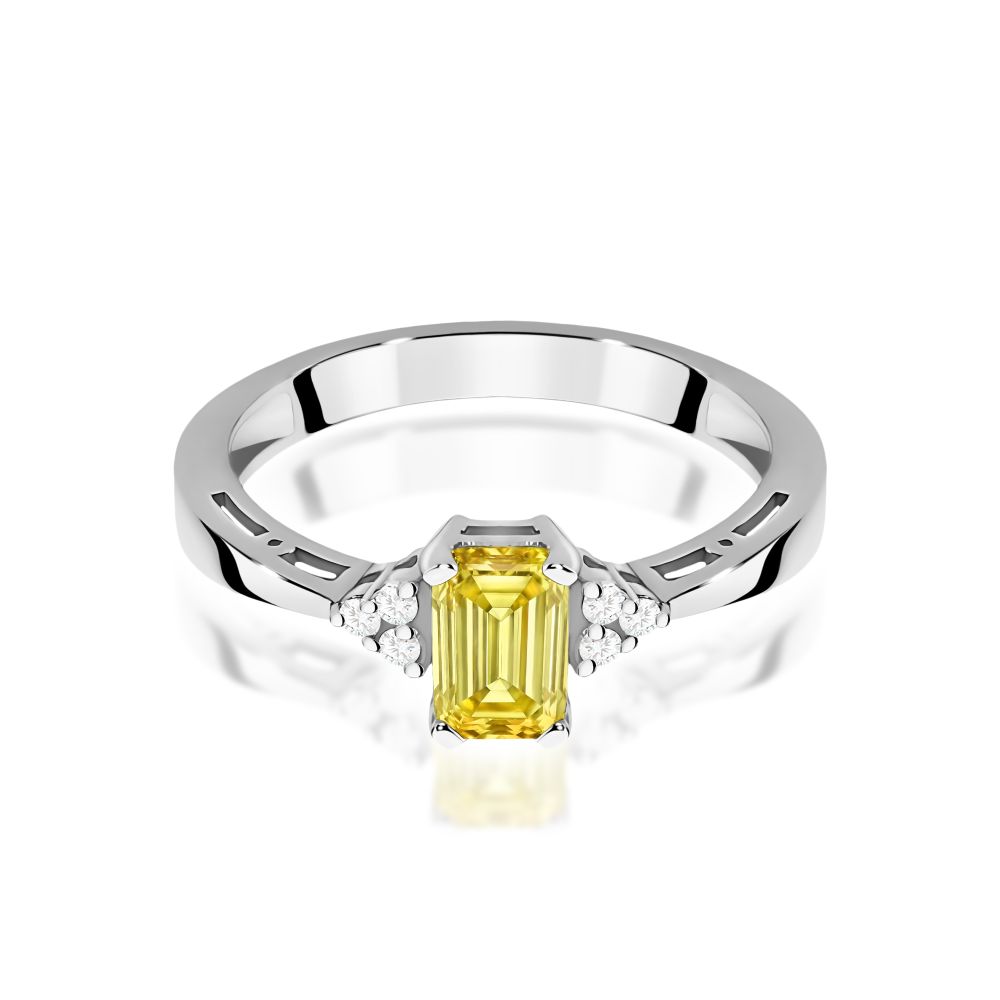 Pierścionek z żółtym diamentem laboratoryjnym 0,53 ct, białe złoto 585