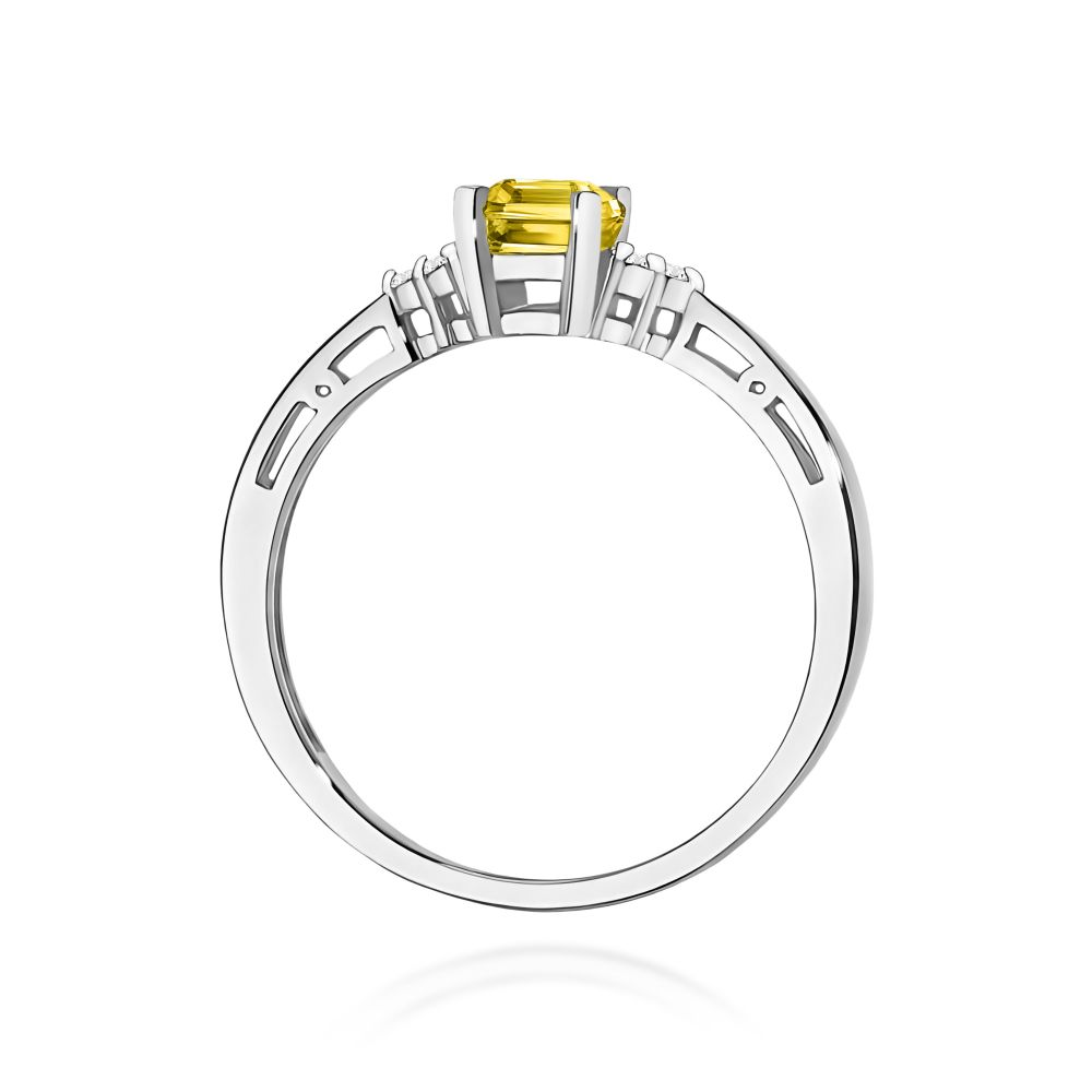 Pierścionek z żółtym diamentem laboratoryjnym 0,53 ct, białe złoto 585