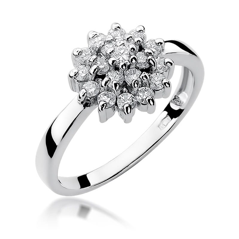 Pierścionek z brylantami 0,40 ct, białe złoto 585