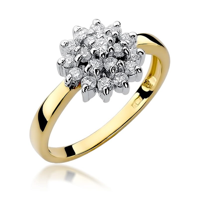 Pierścionek z brylantami 0,40 ct, żółte złoto 585