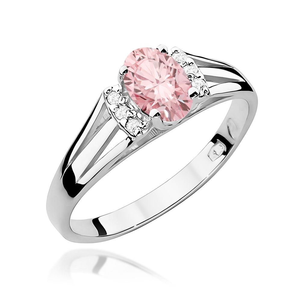 Pierścionek z różowym diamentem laboratoryjnym 0,55 ct, białe złoto 585