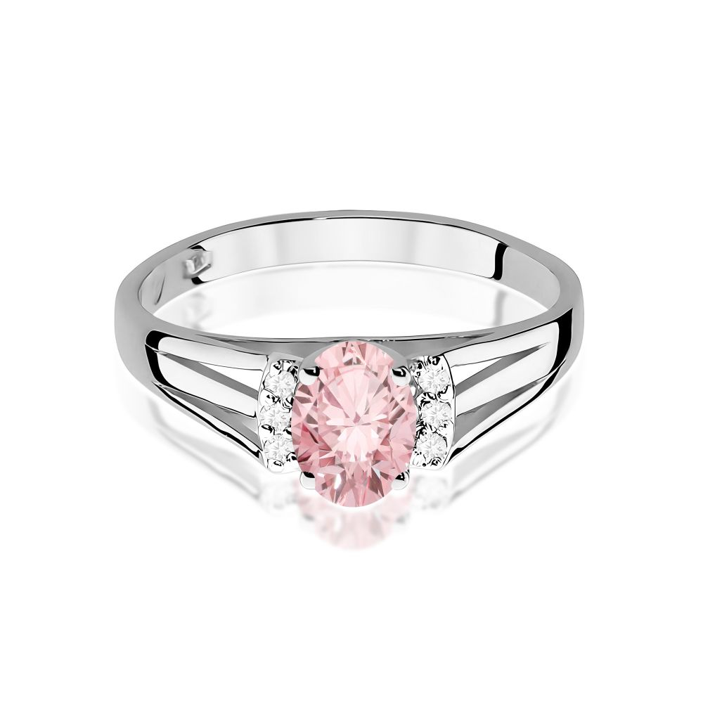 Pierścionek z różowym diamentem laboratoryjnym 0,55 ct, białe złoto 585