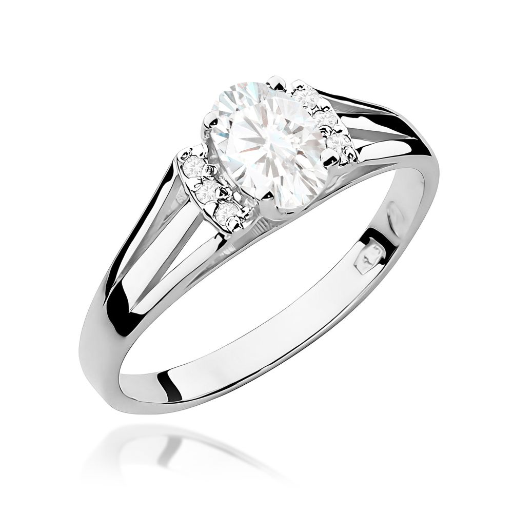 Pierścionek z diamentem laboratoryjnym 0,45 ct, białe złoto 585