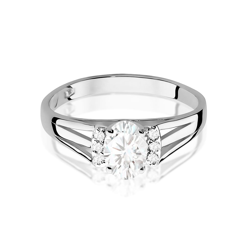 Pierścionek z diamentem laboratoryjnym 0,45 ct, białe złoto 585
