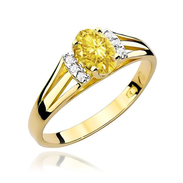 Pierścionek z żółtym diamentem laboratoryjnym 0,55 ct, żółte złoto 585