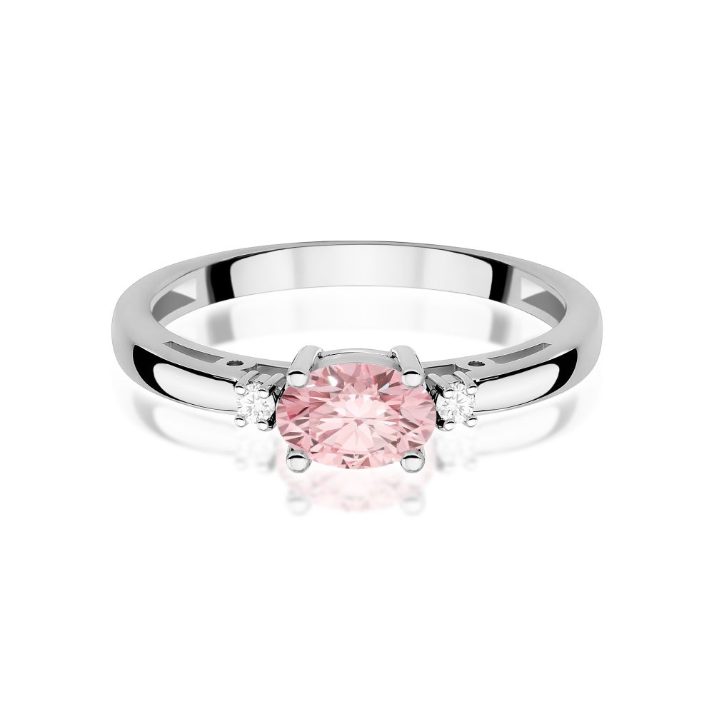 Pierścionek z różowym diamentem laboratoryjnym 0,53 ct, białe złoto 585