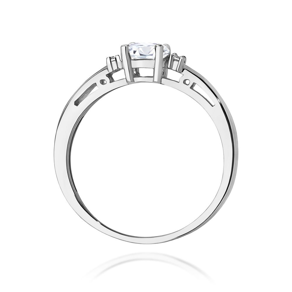 Pierścionek z diamentem laboratoryjnym 0,43 ct, białe złoto 585