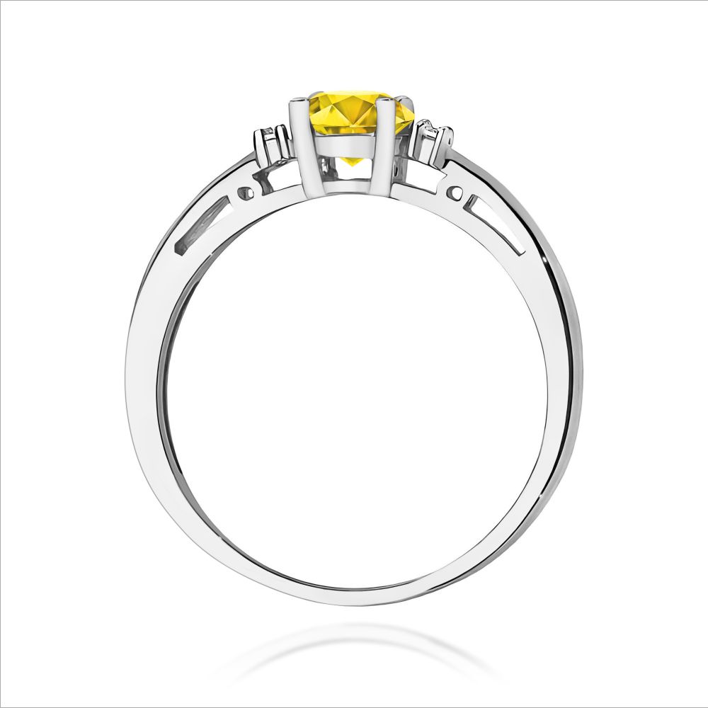 Pierścionek z żółtym diamentem laboratoryjnym 0,53 ct, białe złoto 585