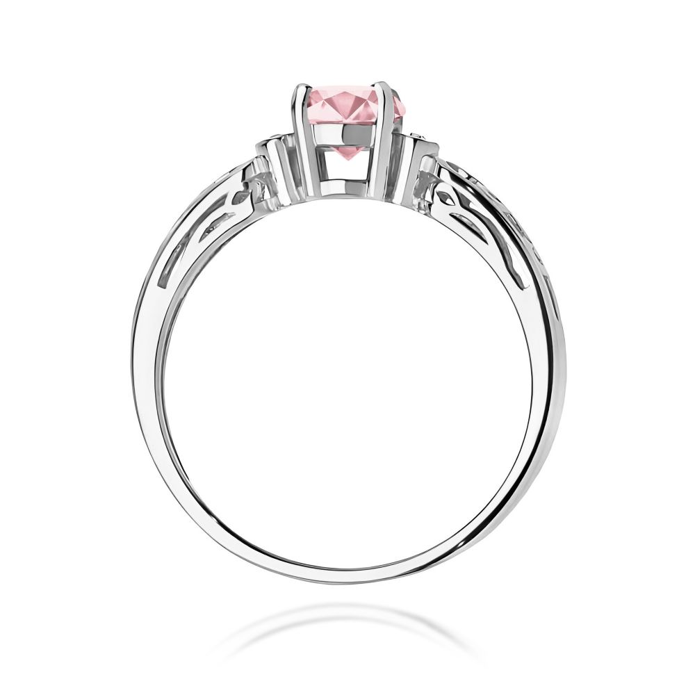 Pierścionek z różowym diamentem laboratoryjnym 0,52 ct, białe złoto 585