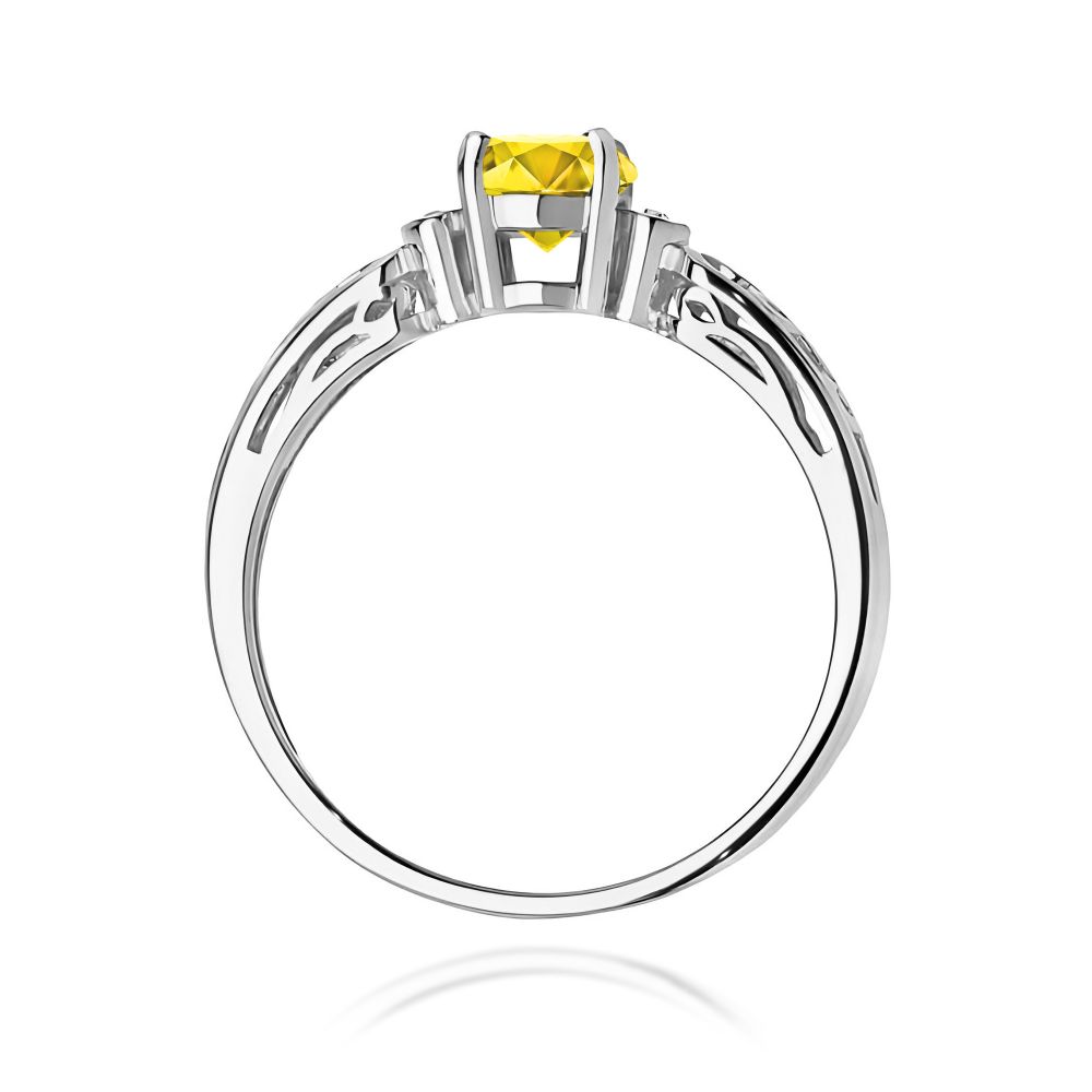 Pierścionek z żółtym diamentem laboratoryjnym 0,52 ct, białe złoto 585