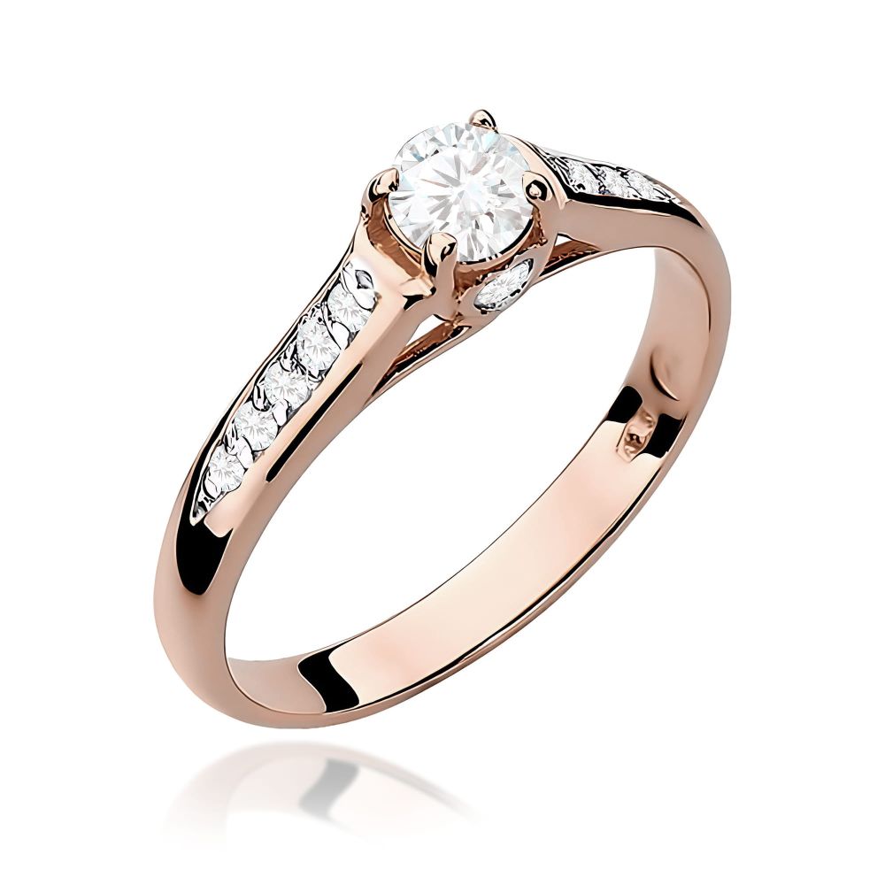 Pierścionek z brylantami 0,33 ct, różowe złoto 585
