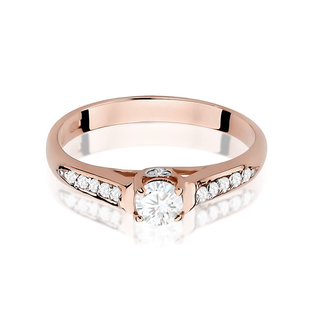 Pierścionek z brylantami 0,33 ct, różowe złoto 585