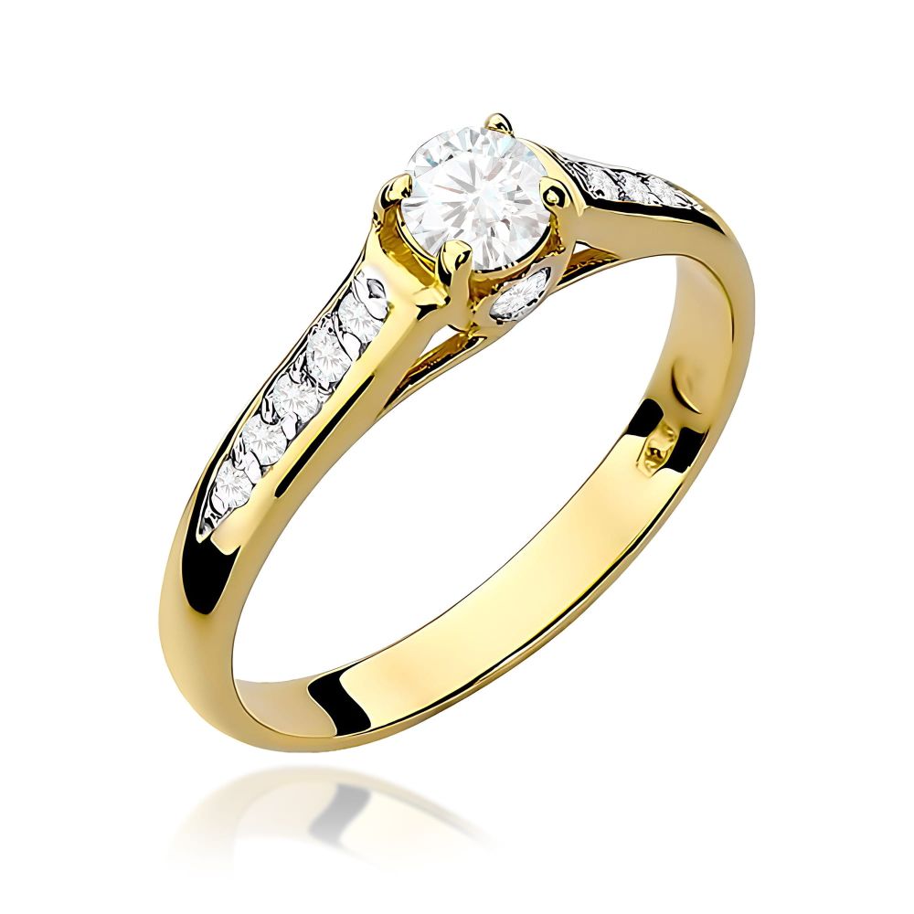 Pierścionek z brylantami 0,33 ct, żółte złoto 585