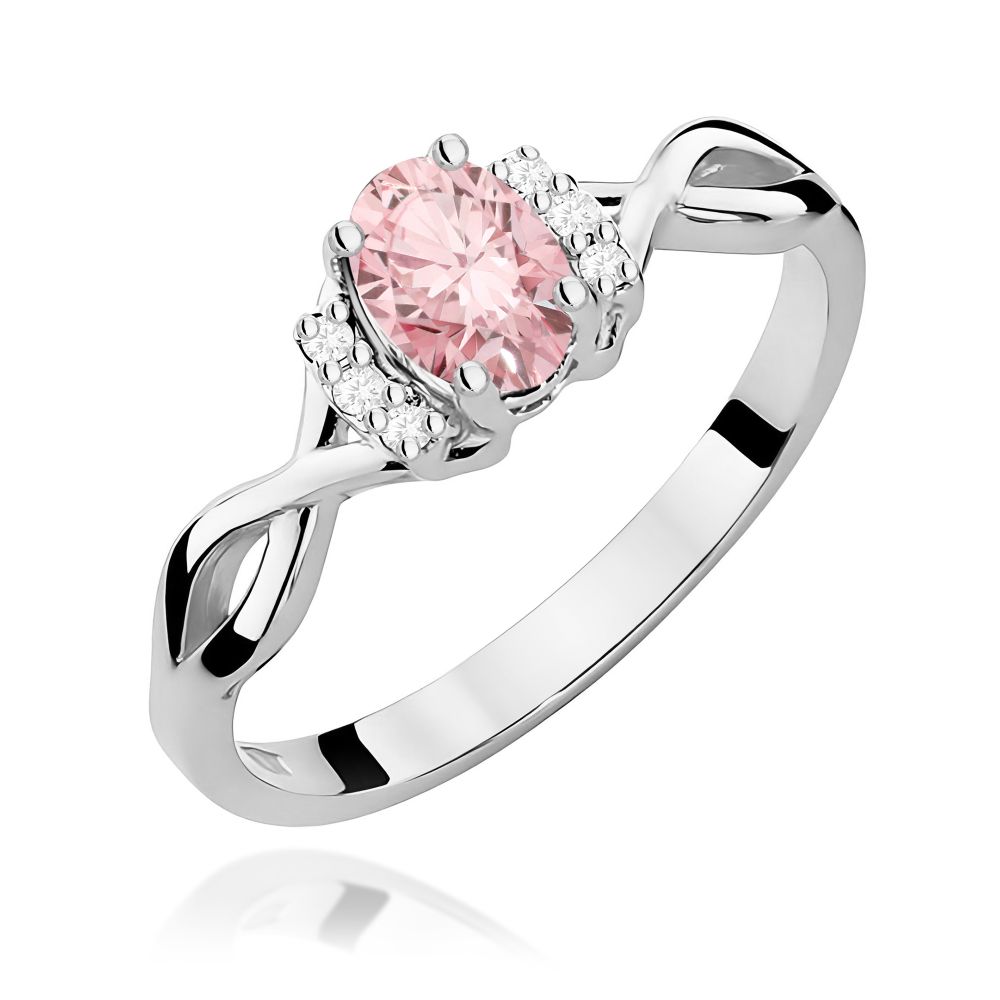 Pierścionek z różowym diamentem laboratoryjnym 0,55 ct, białe złoto 585