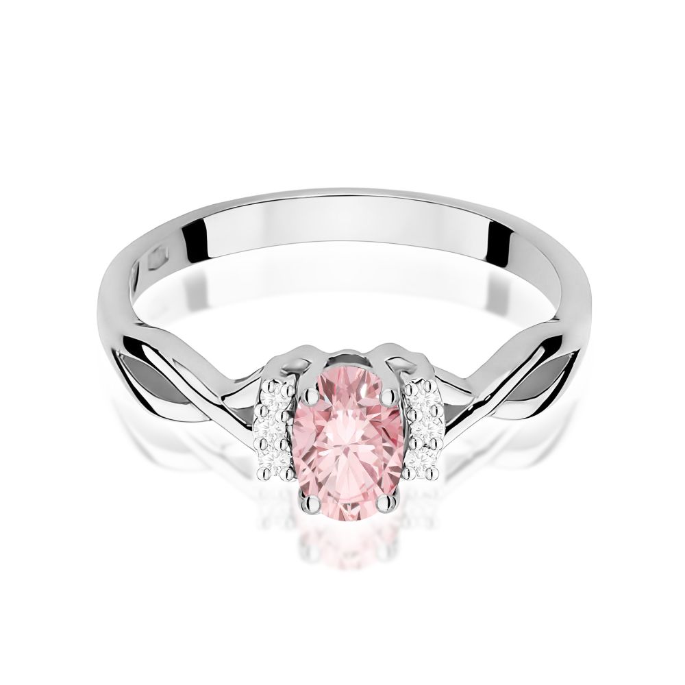 Pierścionek z różowym diamentem laboratoryjnym 0,55 ct, białe złoto 585