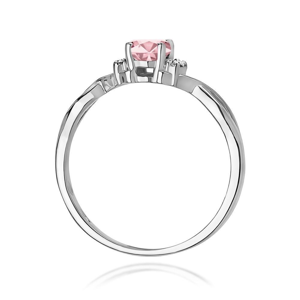 Pierścionek z różowym diamentem laboratoryjnym 0,55 ct, białe złoto 585