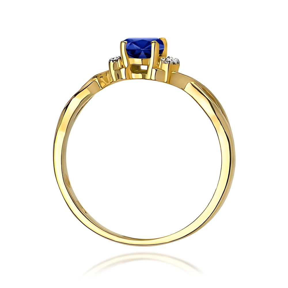 Pierścionek ze szafirem 0,70 ct i brylantami, żółte złoto 585