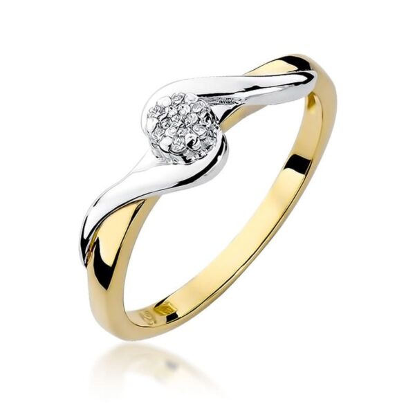Pierścionek z brylantami 0,04 ct, żółte złoto 585