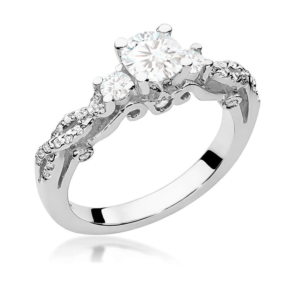 Pierścionek z brylantami 0,84 ct, białe złoto 585