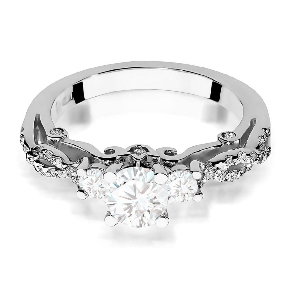 Pierścionek z brylantami 0,84 ct, białe złoto 585