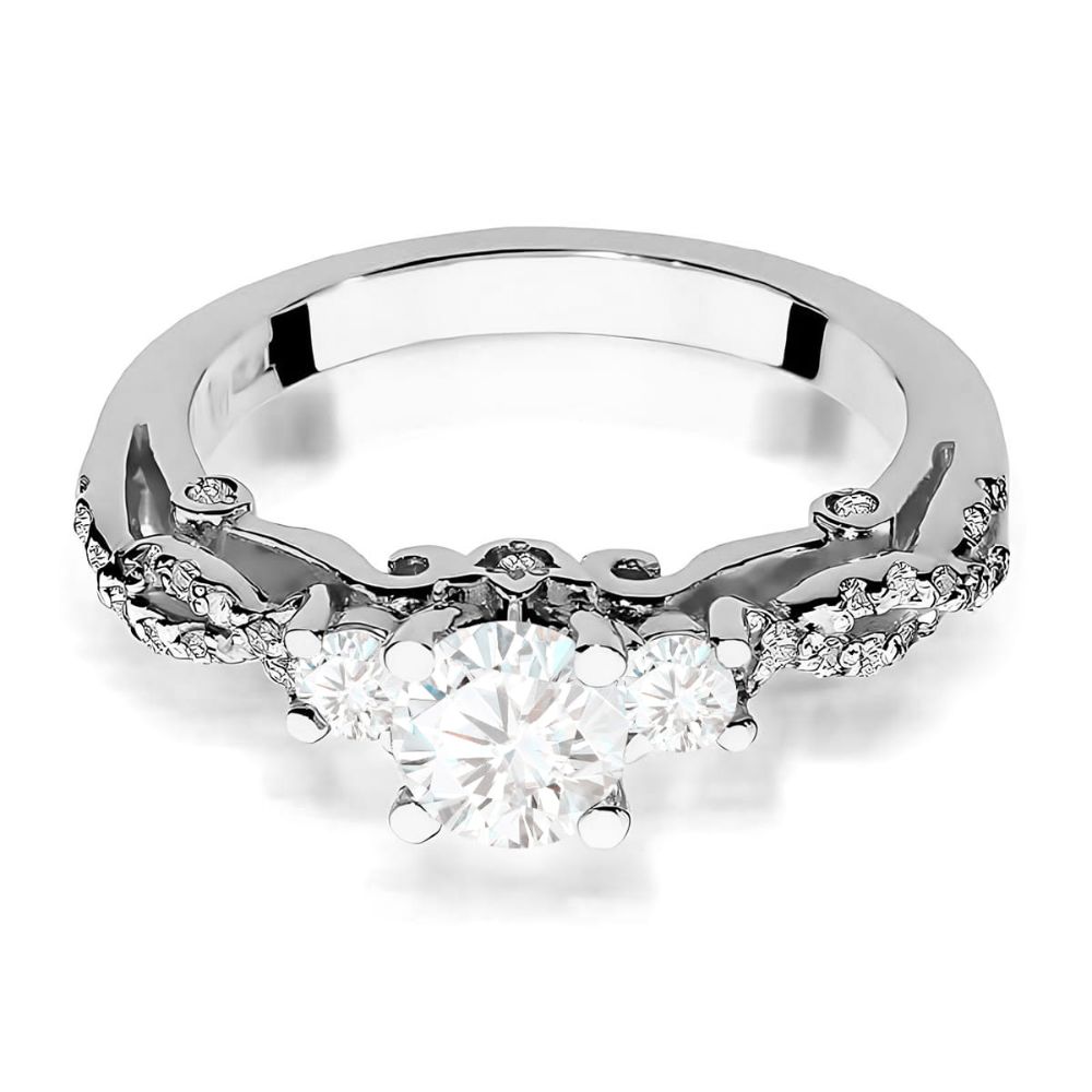 Pierścionek z diamentem laboratoryjnym 1,04 ct, białe złoto 585