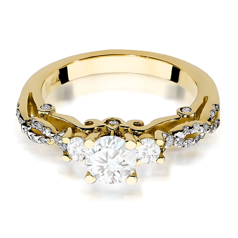 Pierścionek z brylantami 0,84 ct, żółte złoto 585