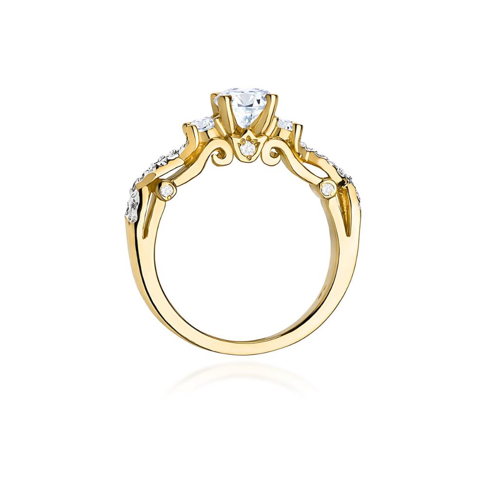 Pierścionek z brylantami 0,84 ct, żółte złoto 585