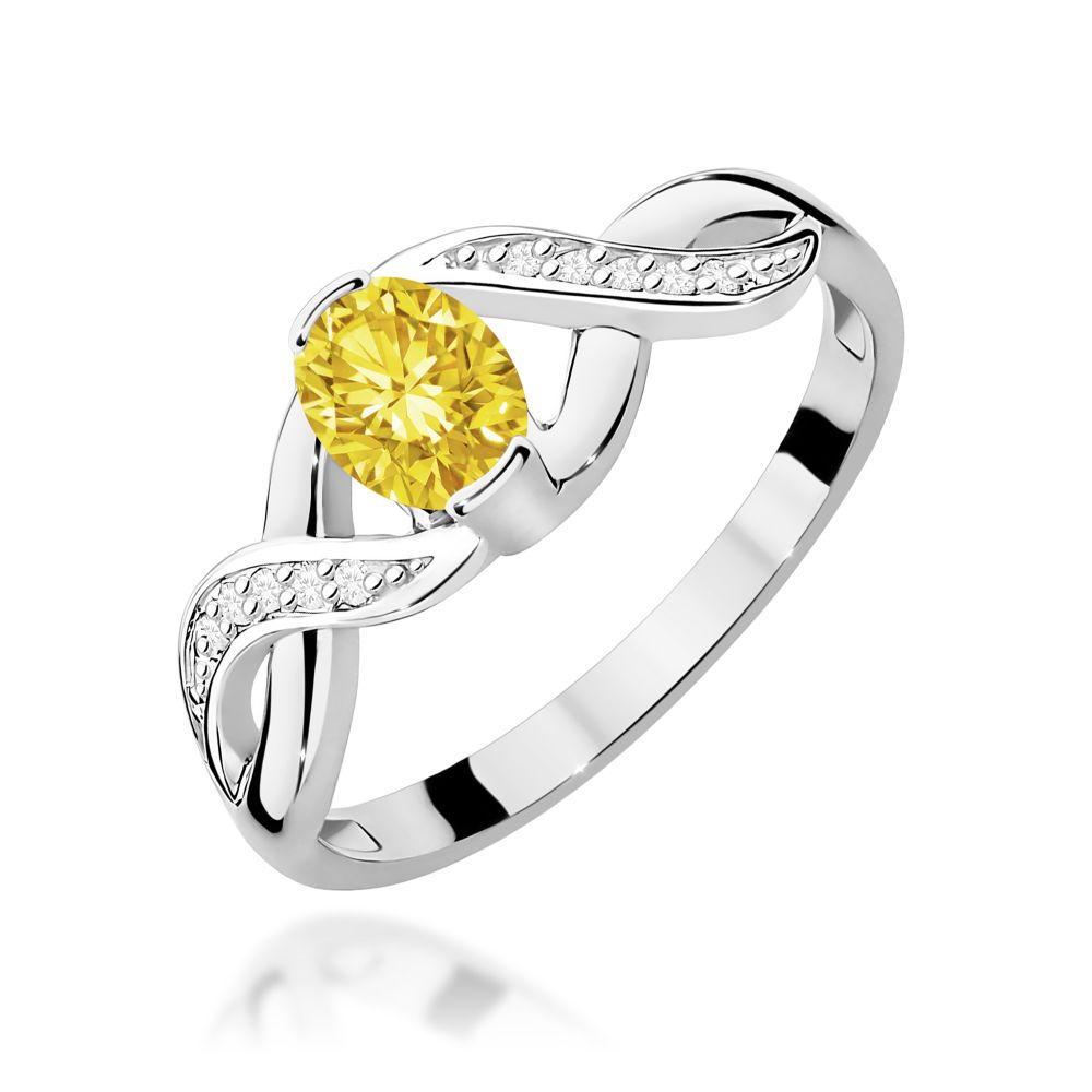 Pierścionek z żółtym diamentem laboratoryjnym 0,55 ct, białe złoto 585