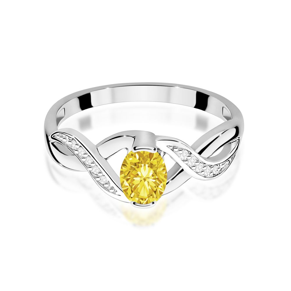 Pierścionek z żółtym diamentem laboratoryjnym 0,55 ct, białe złoto 585