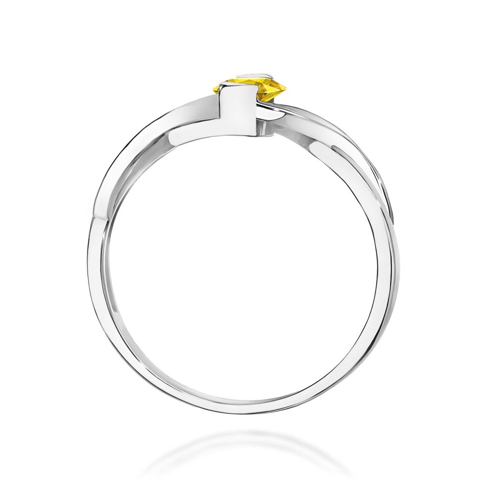 Pierścionek z żółtym diamentem laboratoryjnym 0,55 ct, białe złoto 585