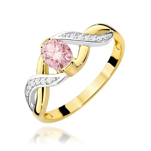 Pierścionek z różowym diamentem laboratoryjnym 0,55 ct, żółte złoto 585