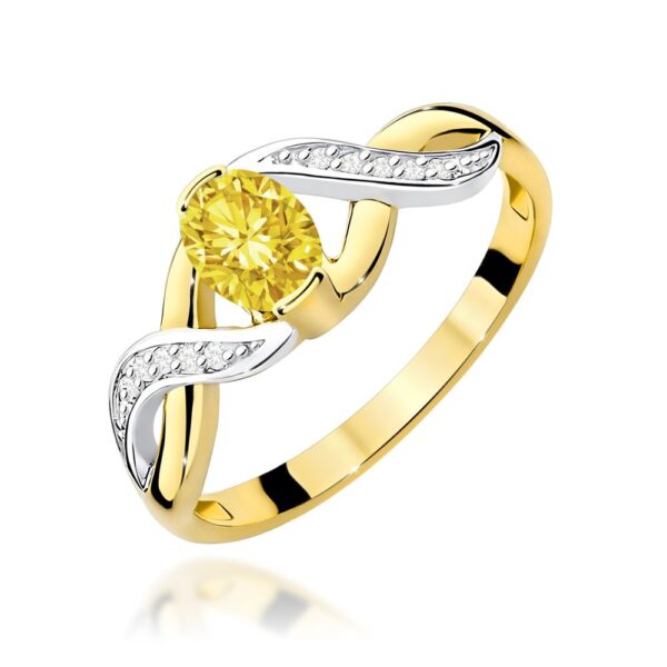 Pierścionek z żółtym diamentem laboratoryjnym 0,55 ct, żółte złoto 585