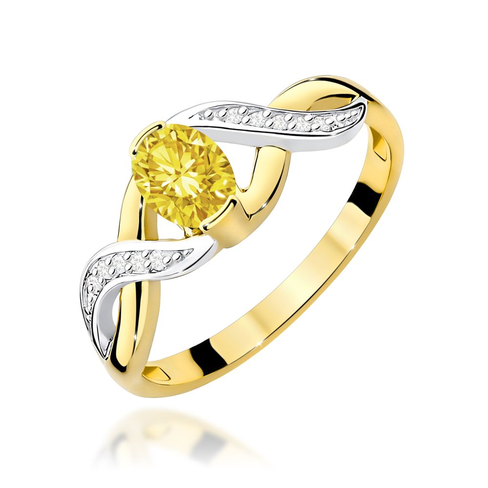 Pierścionek z żółtym diamentem laboratoryjnym 0,55 ct, żółte złoto 585