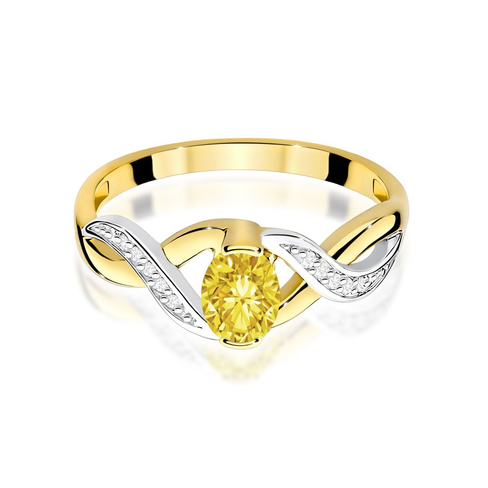 Pierścionek z żółtym diamentem laboratoryjnym 0,55 ct, żółte złoto 585