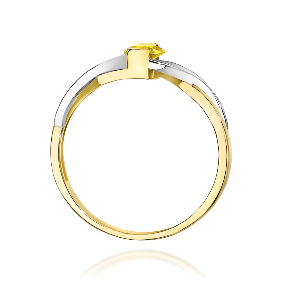 Pierścionek z żółtym diamentem laboratoryjnym 0,55 ct, żółte złoto 585