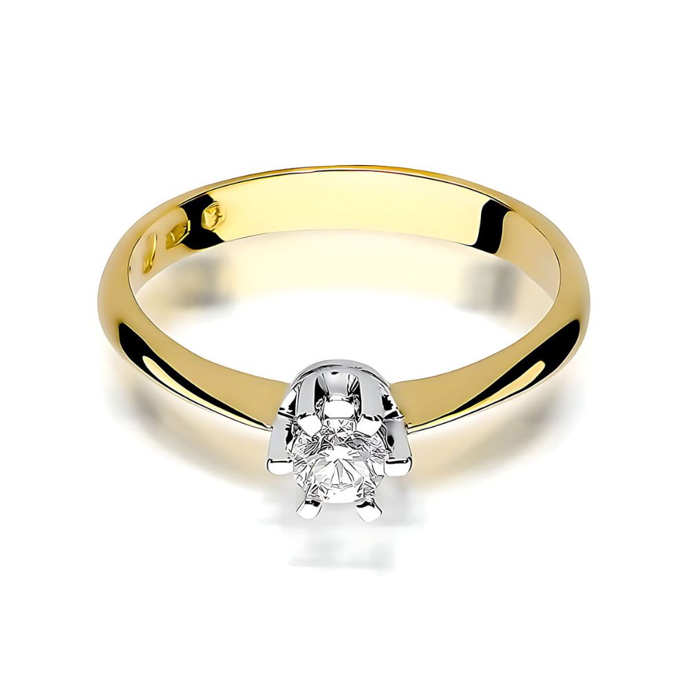 Pierścionek z diamentem laboratoryjnym 0,25 ct, żółte złoto 585