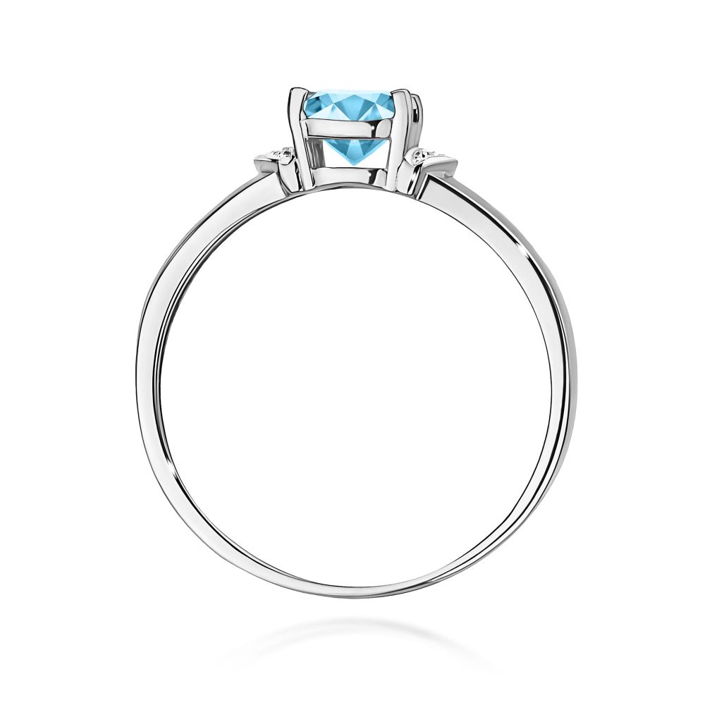 Pierścionek z topazem Swiss Blue 0,70 ct i brylantami, białe złoto 585